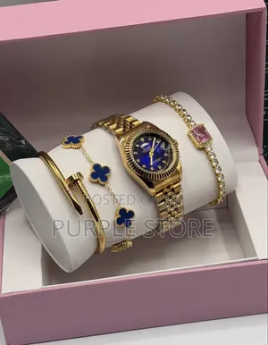 Rolex Women Quality Gold Watch and-Bracelets".