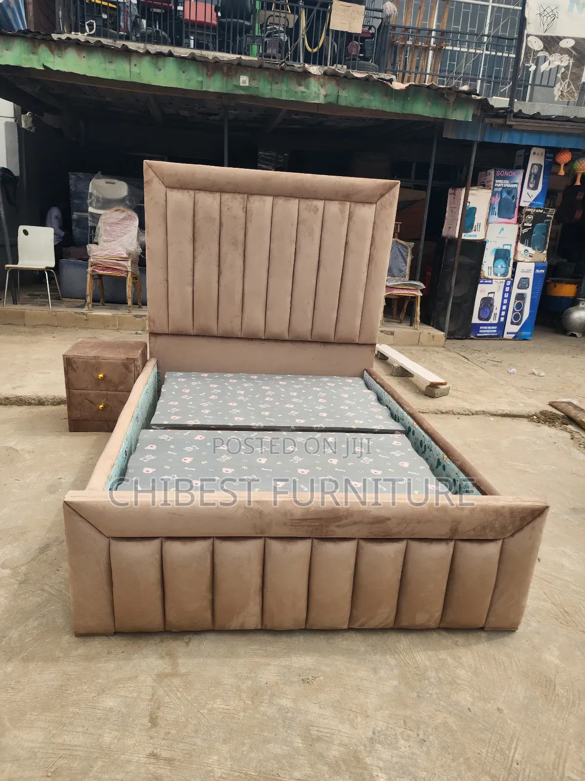 Padded Ulphostery 4.5by6 Bed Frame.
