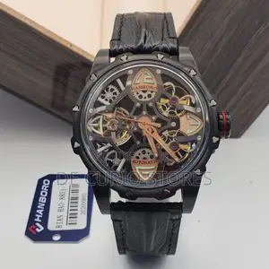 Hanboro Male Watch Leather Strap Automatic System