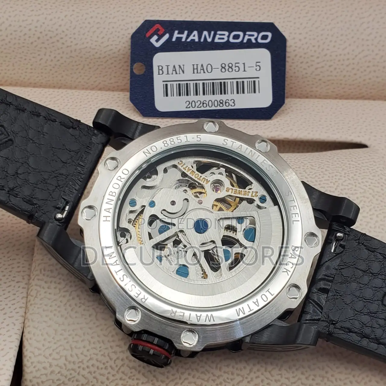 Hanboro Male Watch Leather Strap Automatic System