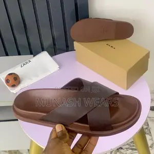 Zara Cross Leather Slipers 40-46 Available in Black and Brown
