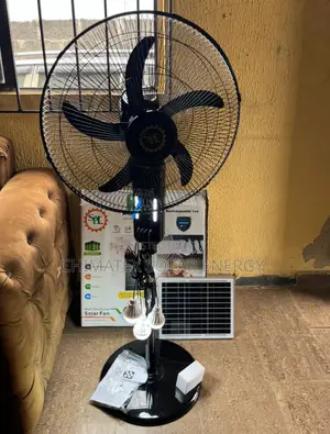 SPL Brand Multi-Functional Solar Rechargeable Standing Fan With 3 Bulb