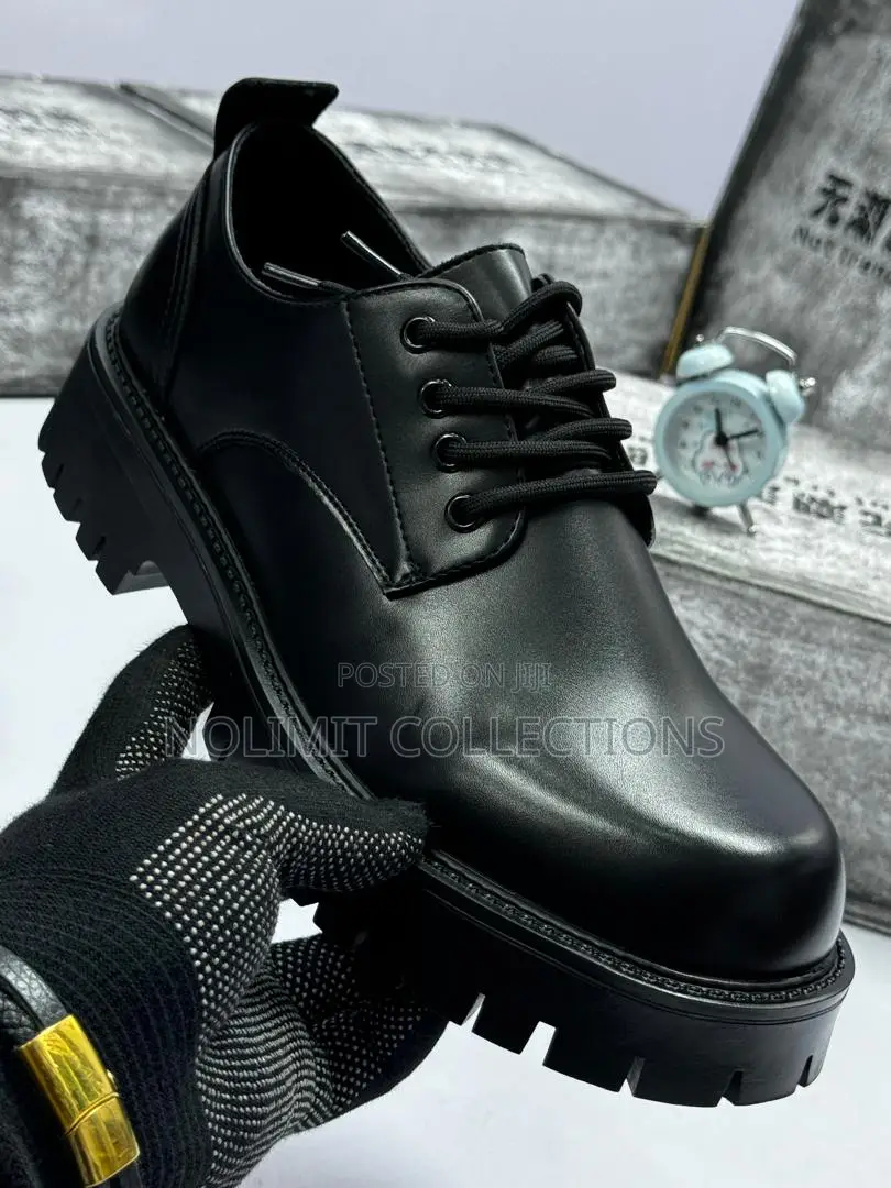 Leather Derby Shoe With Thick Chunky Soles