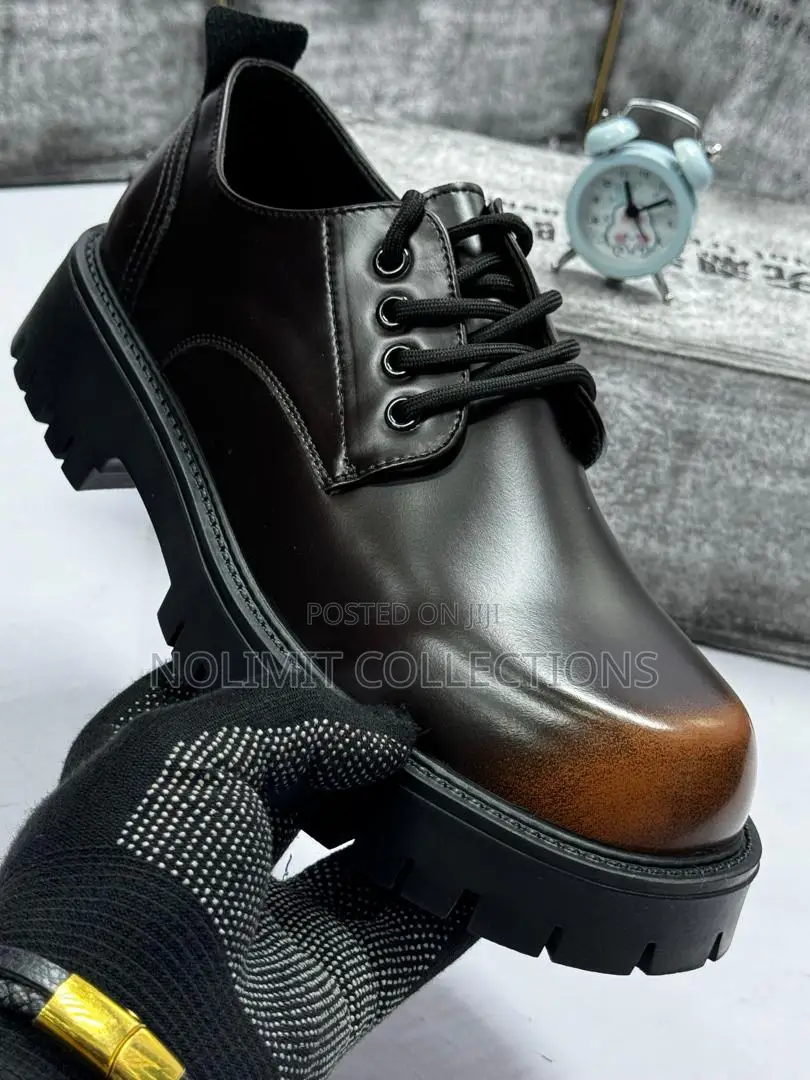 Leather Derby Shoe With Thick Chunky Soles