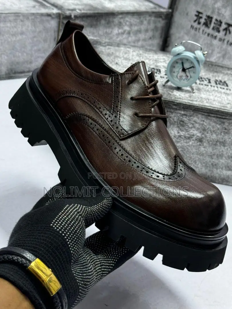 Leather Wings Top Brogues With Chunky Platform Soles