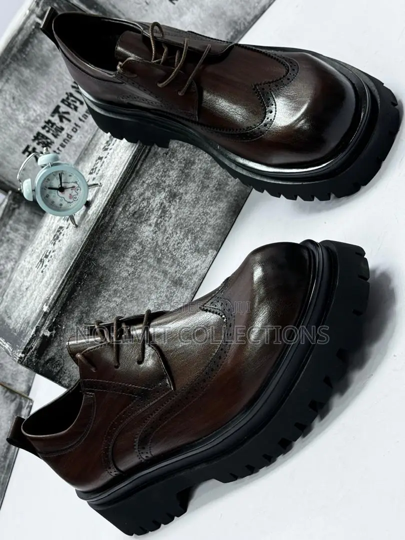 Leather Wings Top Brogues With Chunky Platform Soles