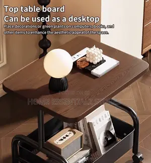 Rolling Side Table With Storage Shelves - Rolling Sofa Table