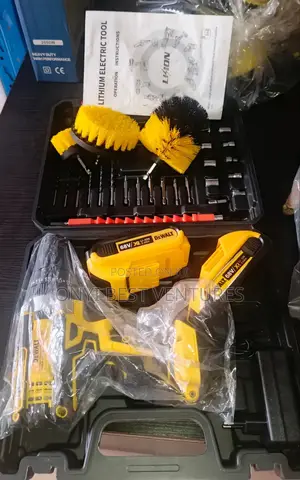 Lithium 48v Cordless Battery Drill Along With a Set of Cleaner Brush