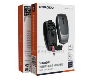 Porodo 1600dpi Wireless Mouse With Card Reader.