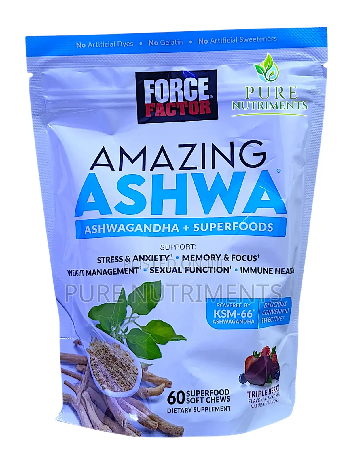 Force Factor Amazing Ashwa Ashwagandha 60 Soft-Chews