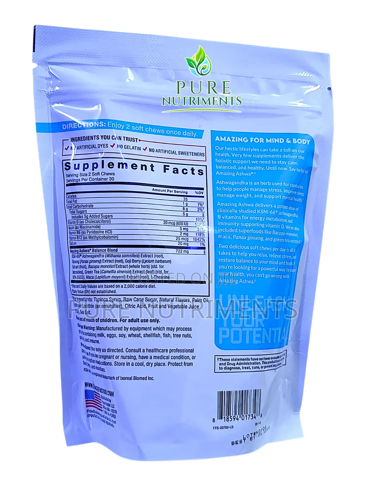 Force Factor Amazing Ashwa Ashwagandha 60 Soft-Chews