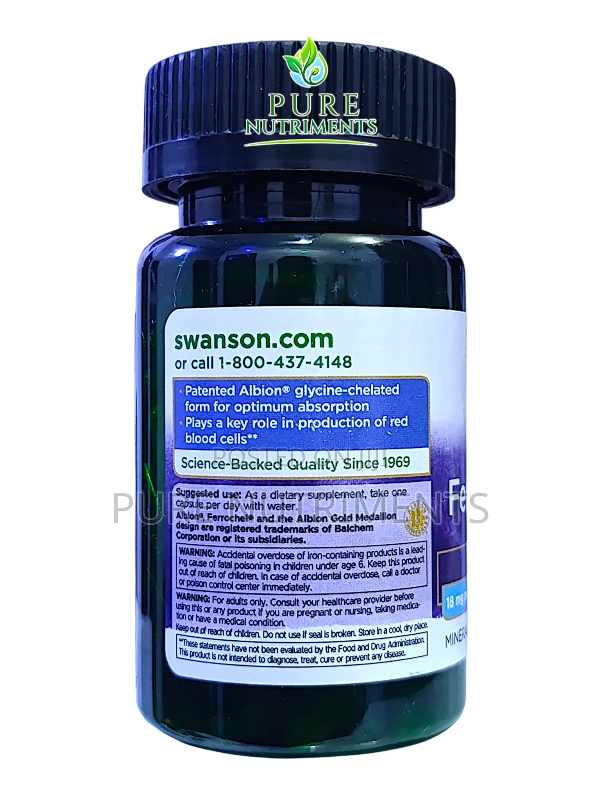Swanson Ferrochel Iron Ferrous Bisglycinate 18mg 180 Capsules