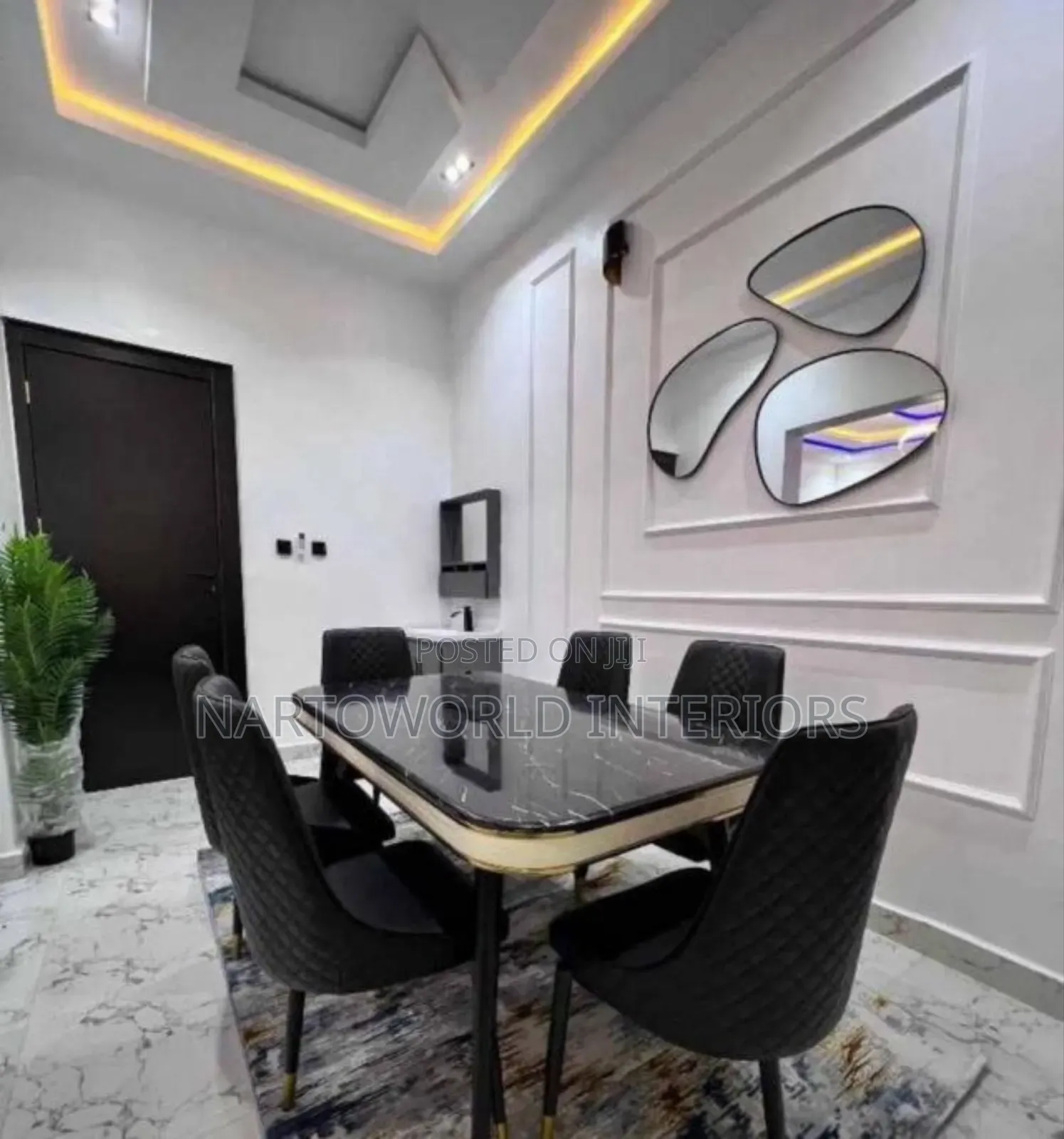 Black Marble Dinning Table by 6 Available