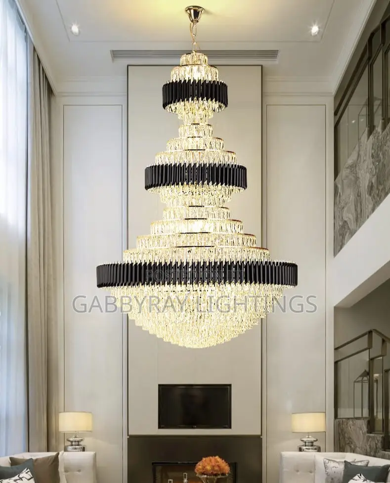 Black 3 Tier Crystal Chandelier
