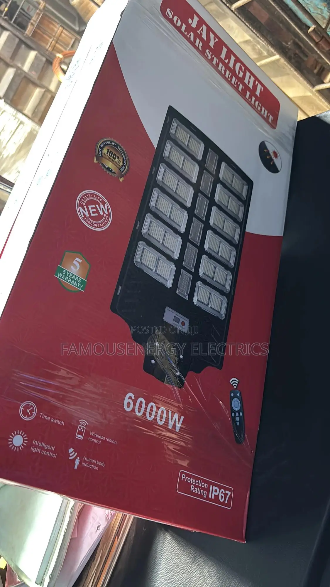 6000w Solar Street Light With Inbuilt Panel for Charging