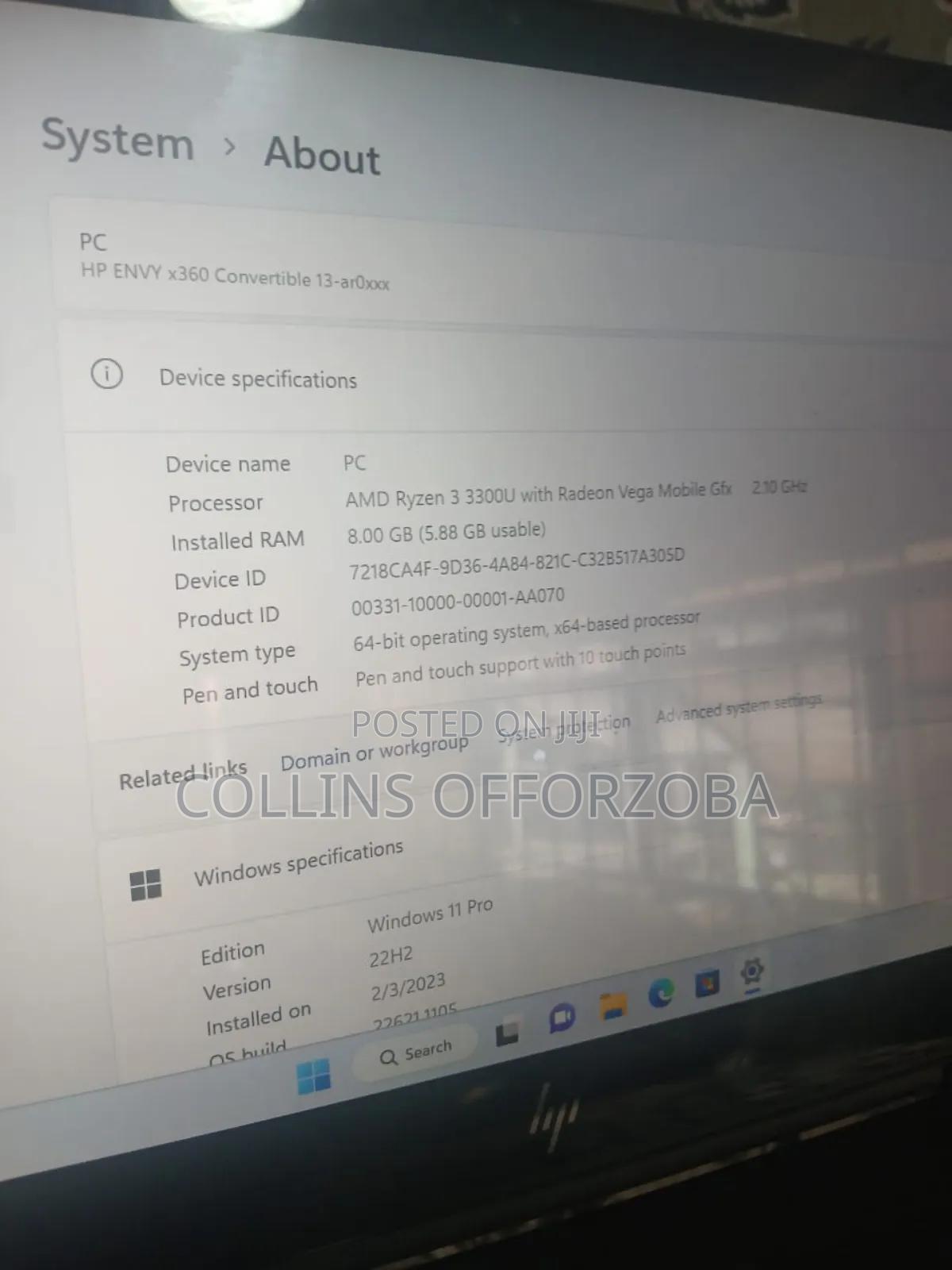 Laptop HP Envy X360 8GB AMD Ryzen 3 SSD 256GB