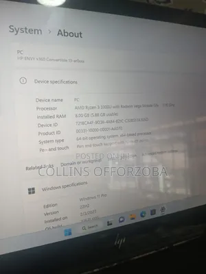 Laptop HP Envy X360 8GB AMD Ryzen 3 SSD 256GB