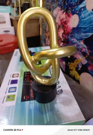 Resin Crafts Golden Rings Chains Geometrically Wound Sculpture