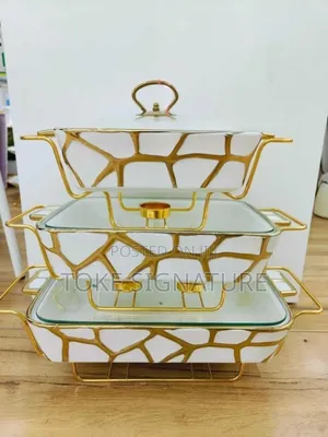 Luxury 3pcs Ceramic Food Warmer Casserole Dish Set
