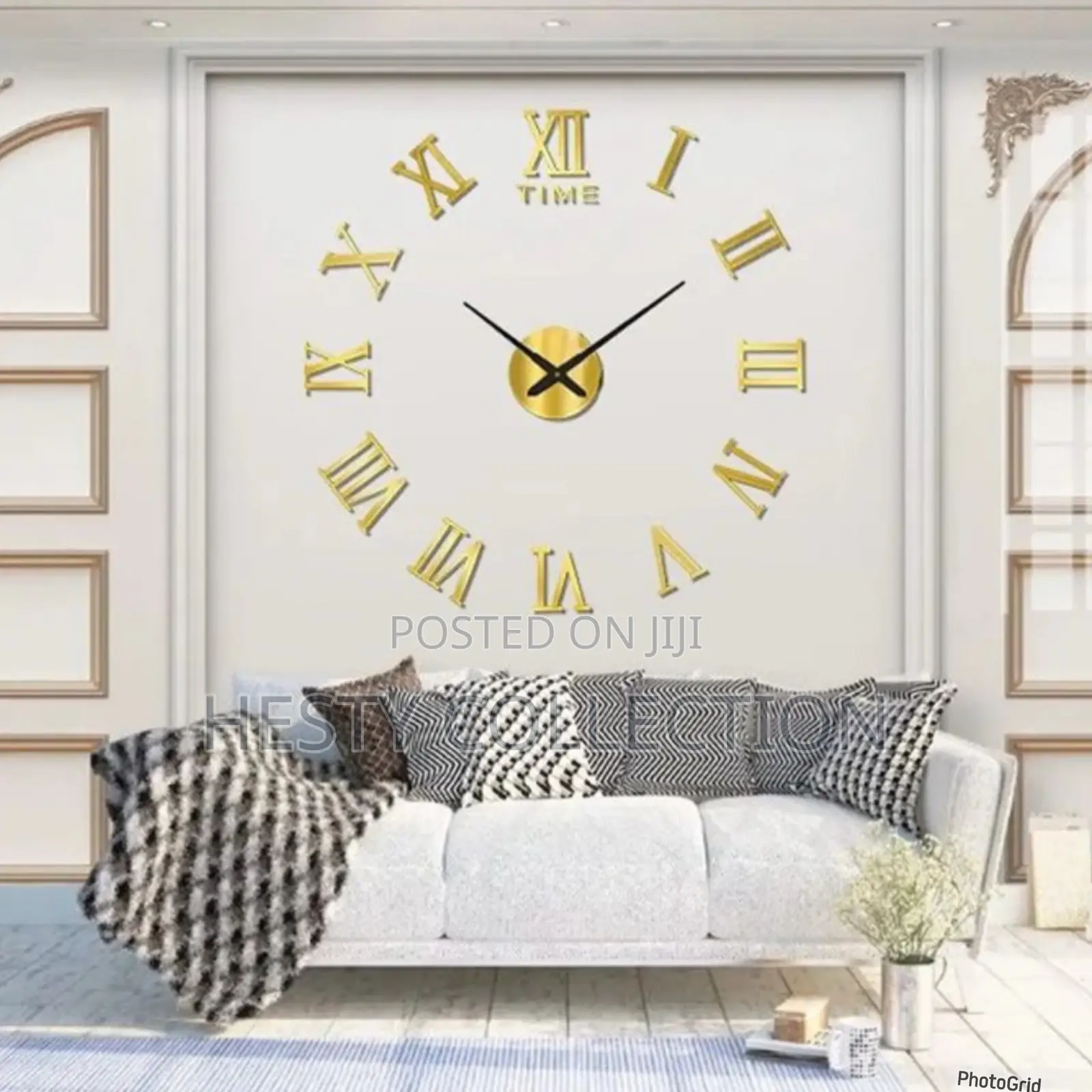 Diy 3d Acrylic Big Fancy Wall Clock 120cm Black