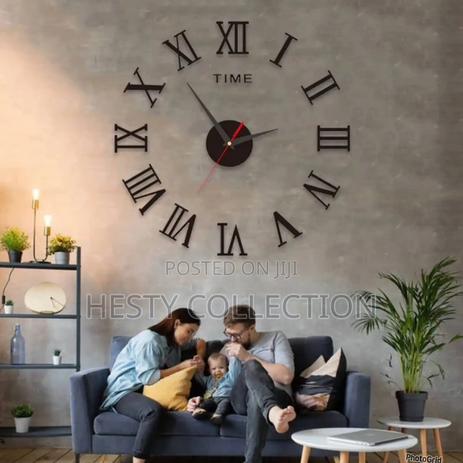 Diy 3d Acrylic Big Fancy Wall Clock 120cm Black