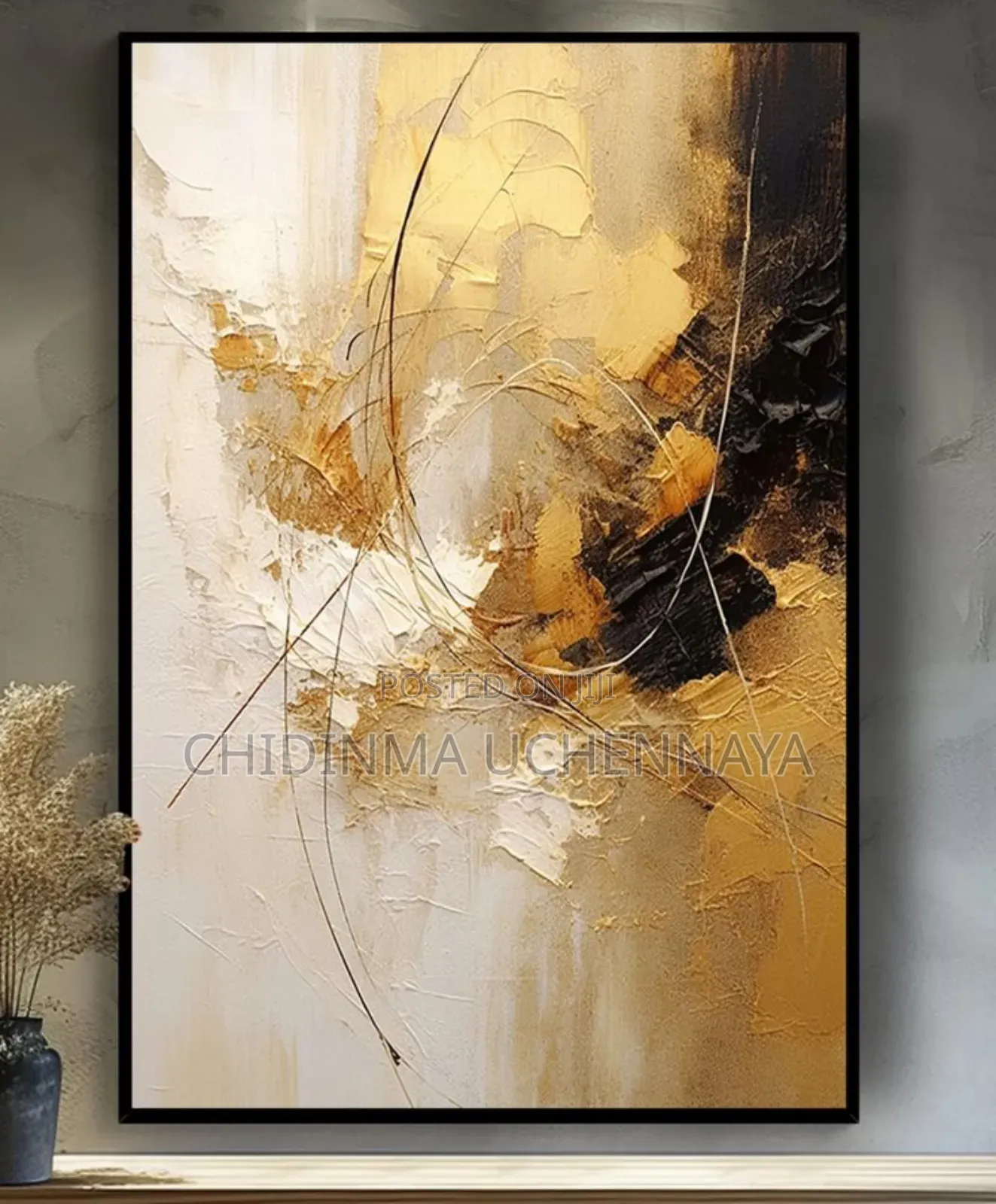 Golden Abstract Texture Canvas Artwork
