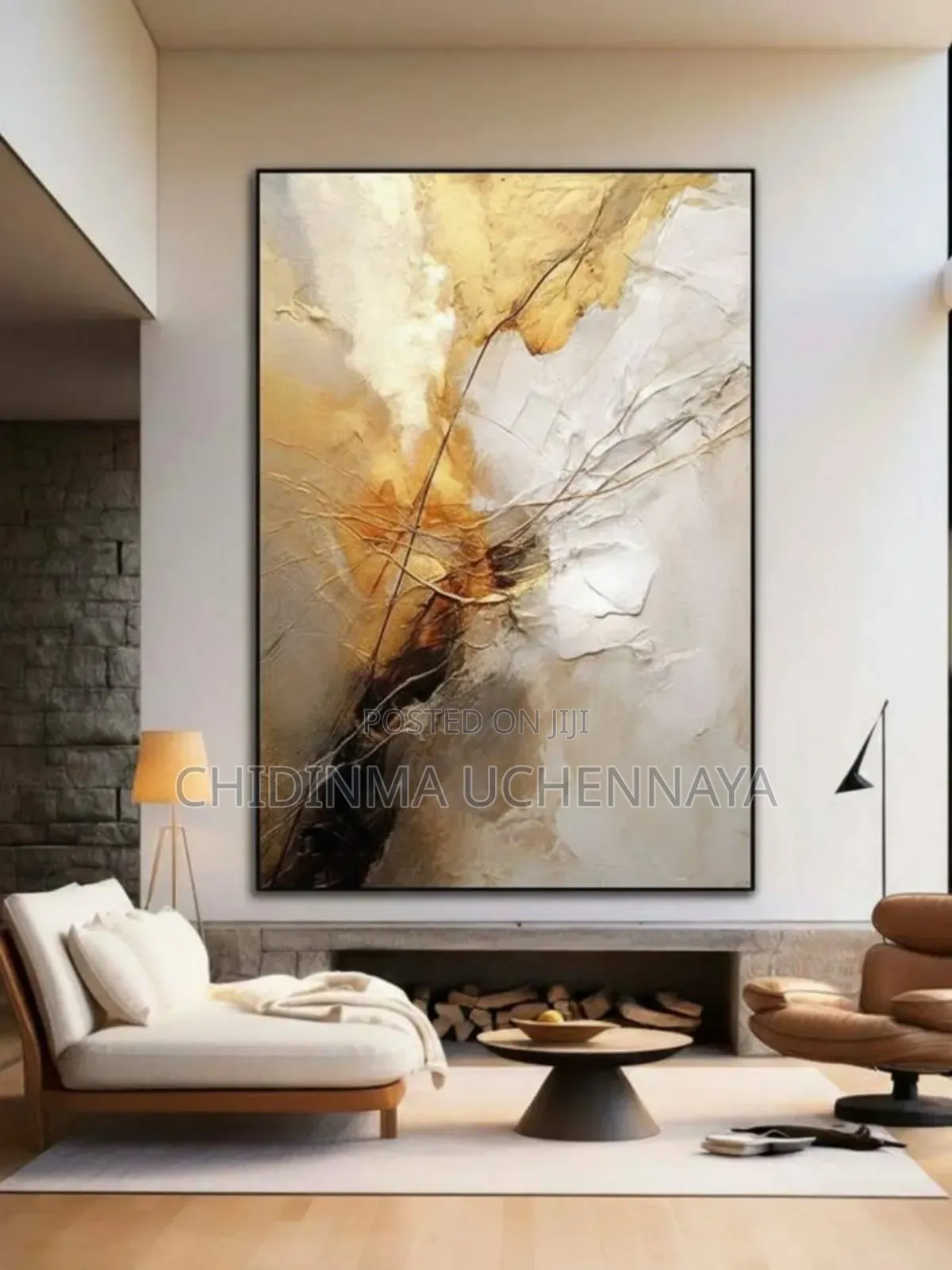 Golden Abstract Texture Canvas Artwork