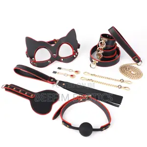 BDSM Suitcase Restraints Sex Toys 8pcs Set, Cuffs Gag Blindfold Whip