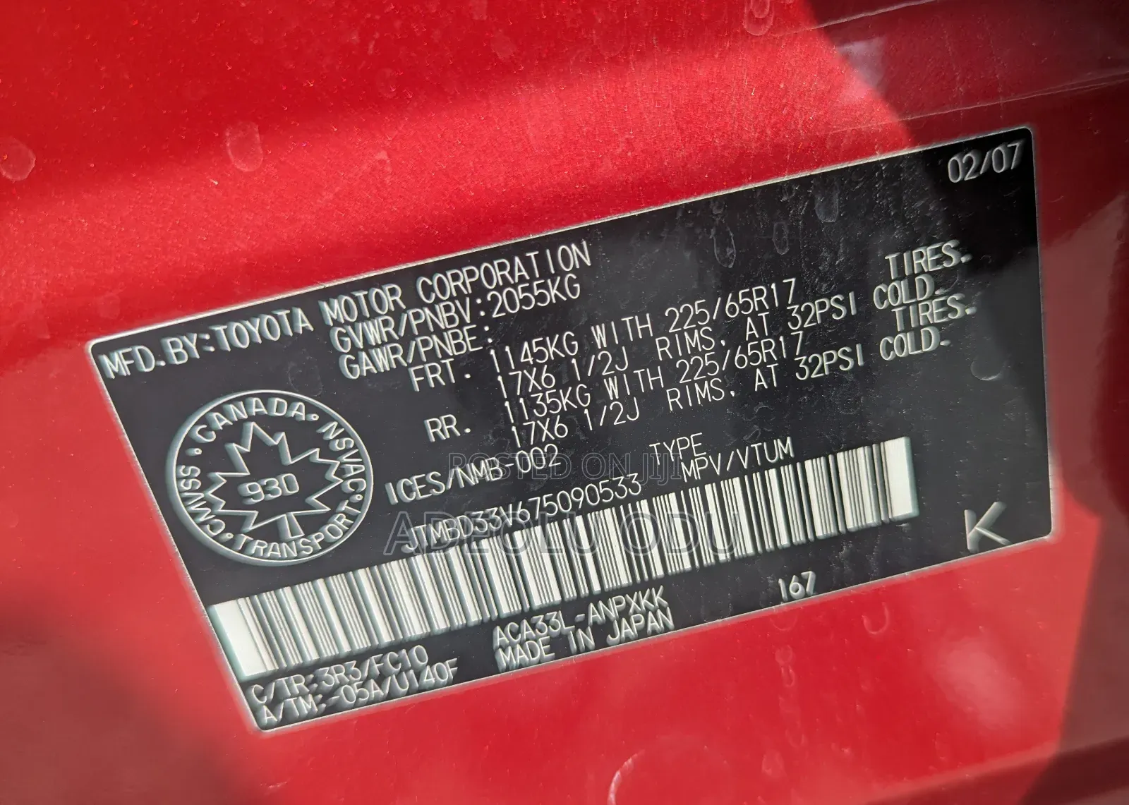 Toyota RAV4 2007 Red