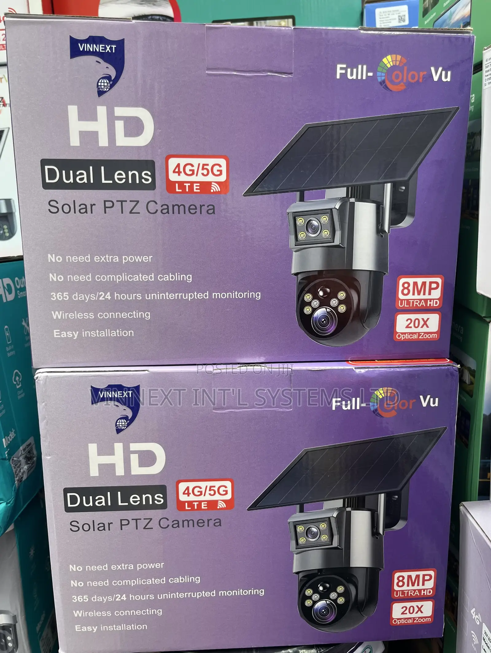 Vinnext Ubox Hd Dual Lens Solar PTZ Camera.