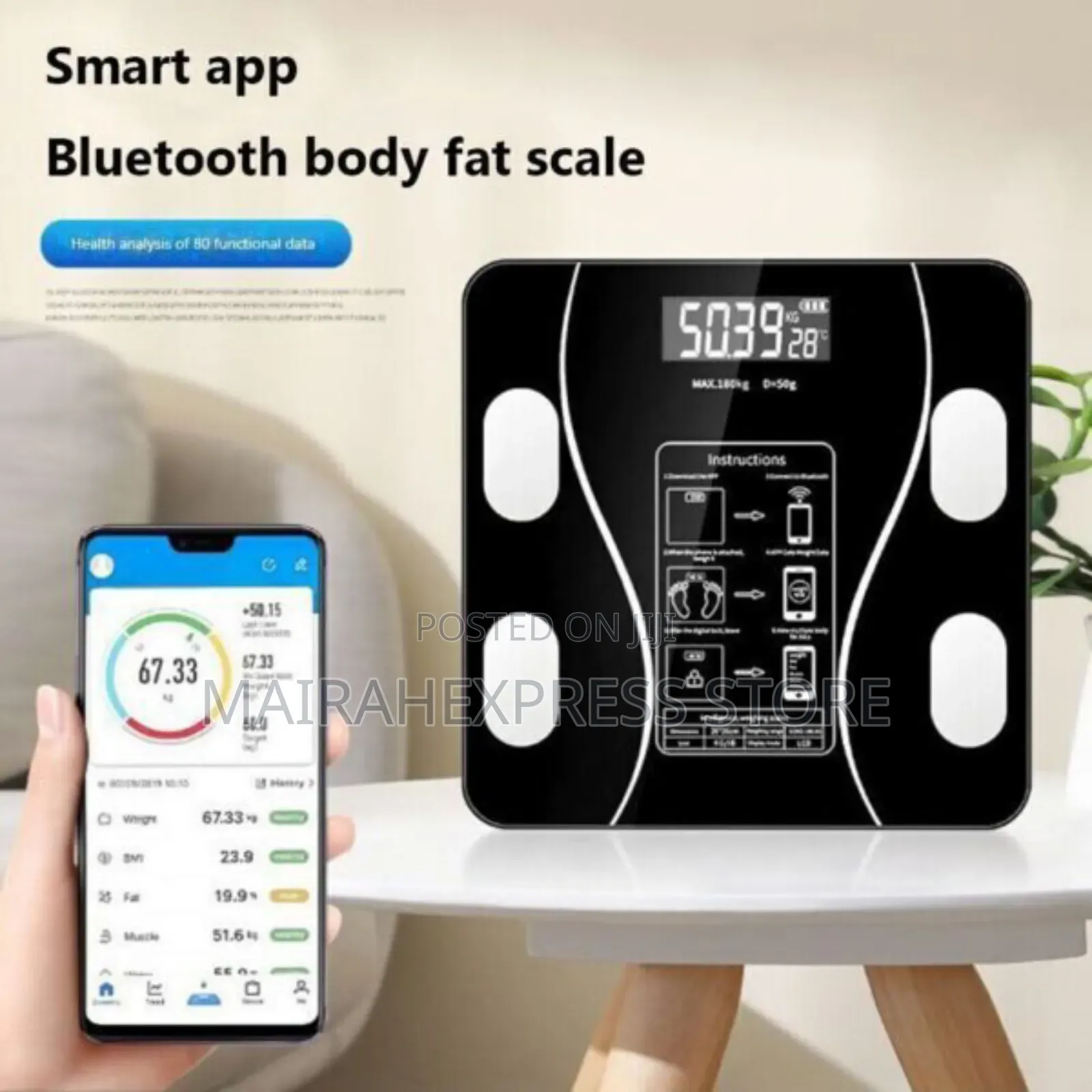 Smart App Rechargeable Bluetooth Body Fat Scale