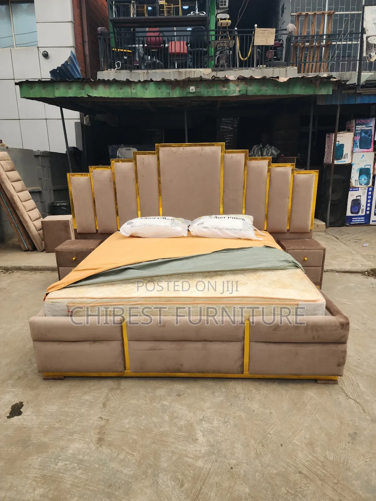 6by6 Padded Bed Frame With Side Cupboards