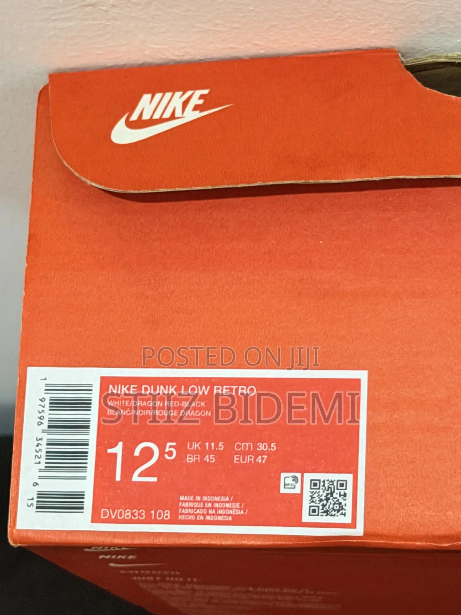 Nike Dunk Low Retro - White/Red/Black (Size 47)