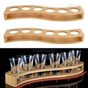 Wooden Shot Glass Holder Rack 6 Slots