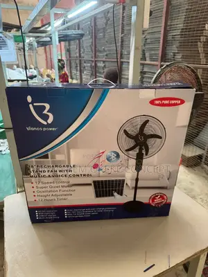 Bianco Power Rechargeable Stand Fan With Voice Control
