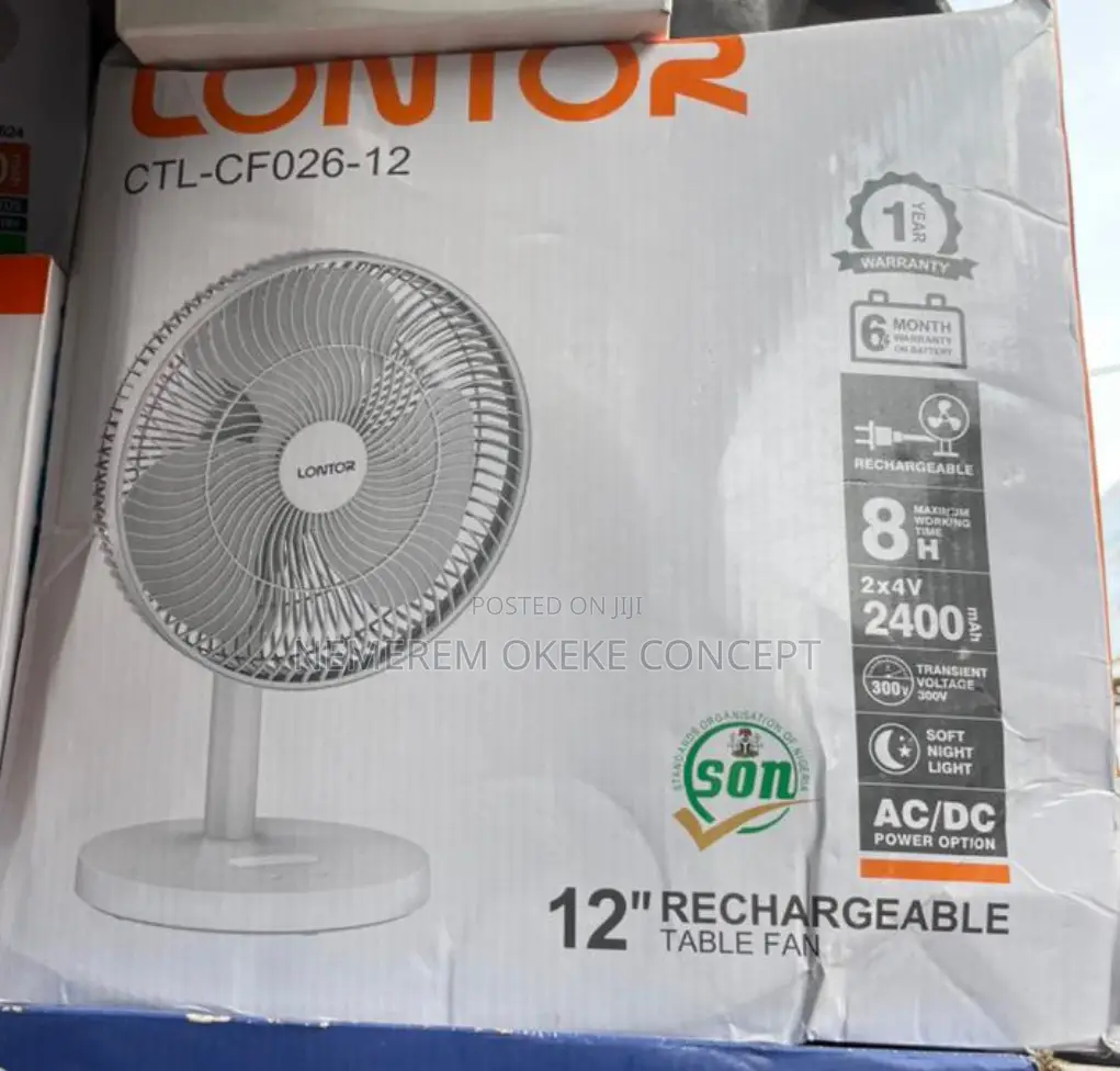 Lontor 12 Inches Table Fan With 2*4v Battery