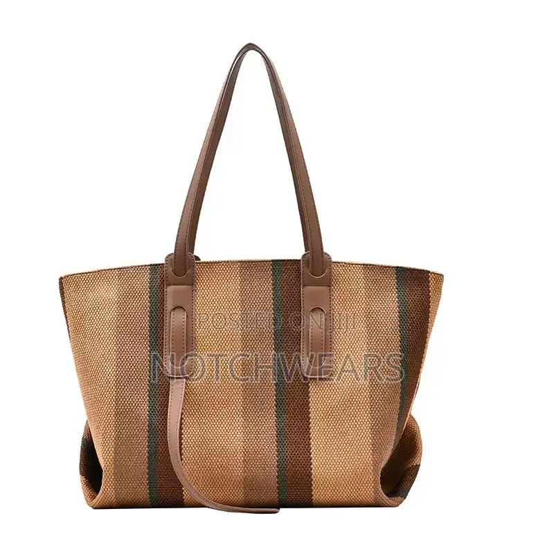 Stripe Canvas Tote Shoulder Bag