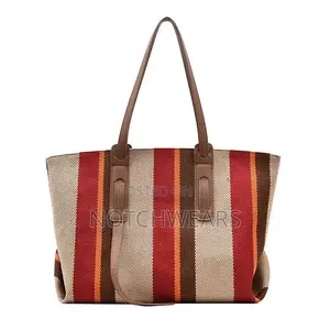 Stripe Canvas Tote Shoulder Bag
