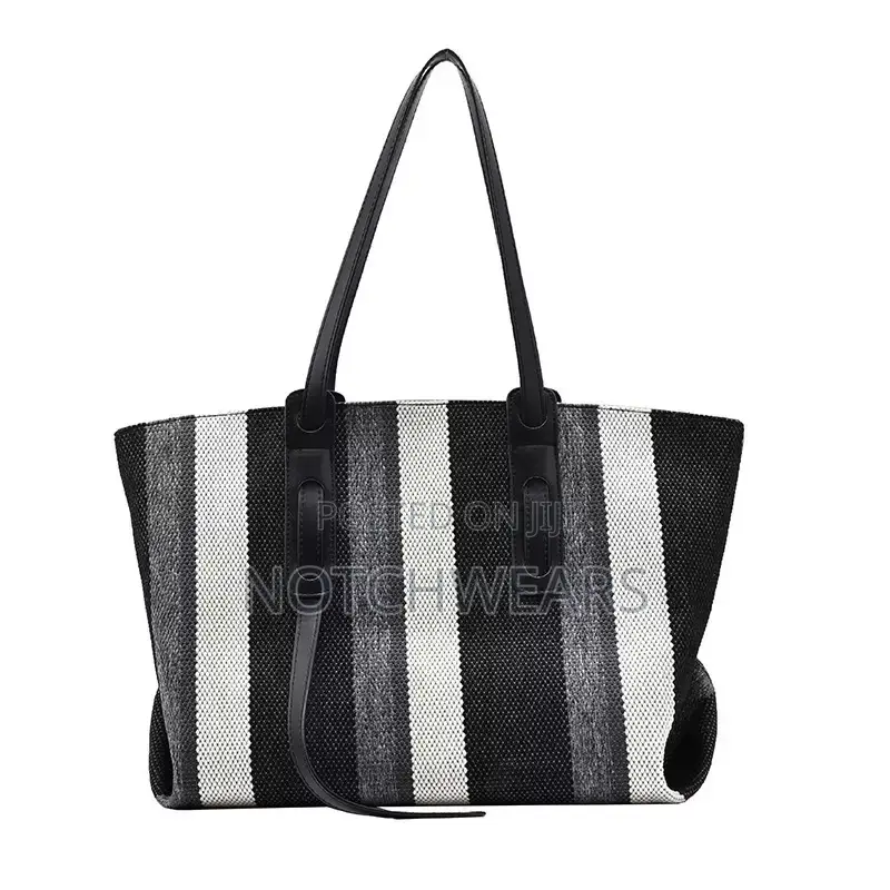 Stripe Canvas Tote Shoulder Bag