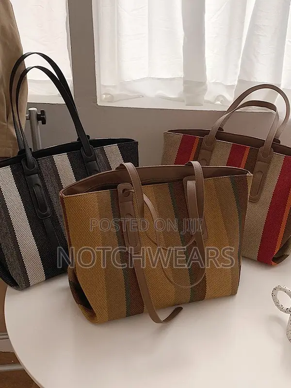 Stripe Canvas Tote Shoulder Bag