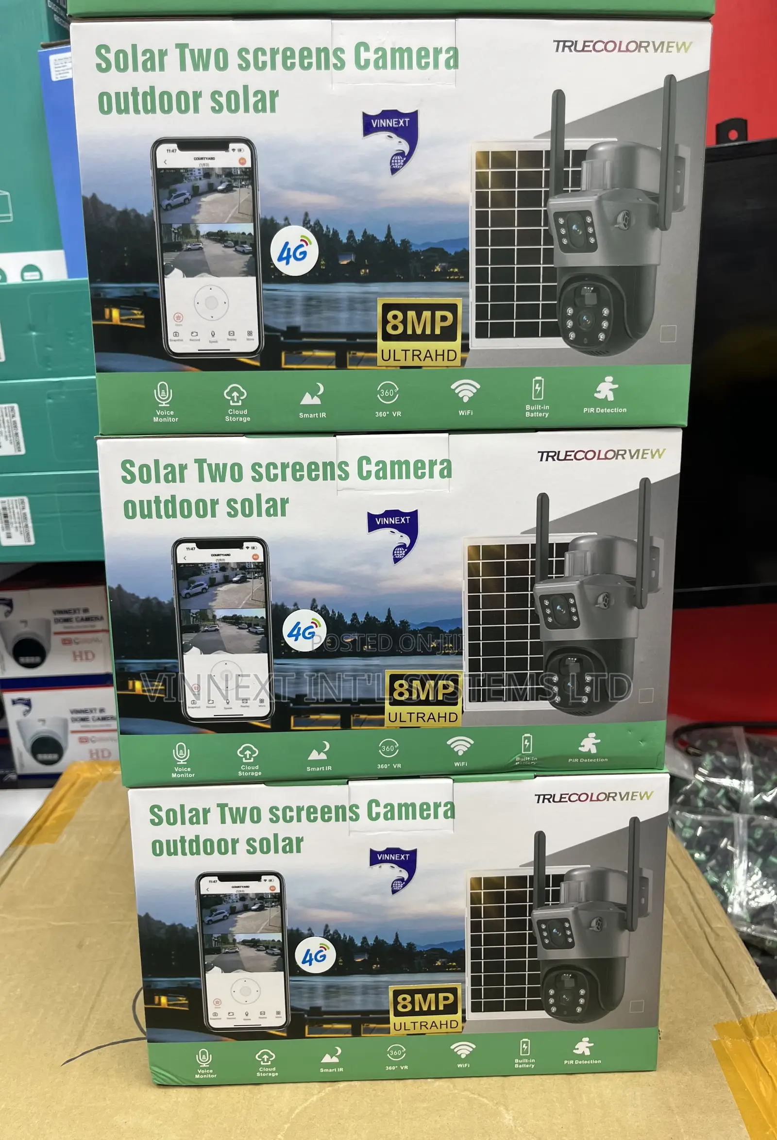 Vinnext V380 8mp Ultrahd Solar Two Screens Camera.