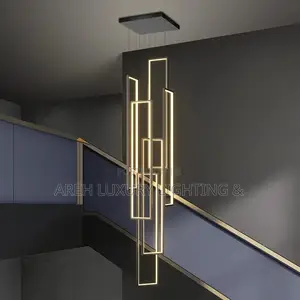 Nordic Luxury Geometric Led Chandelier Staircase Villa Duplex