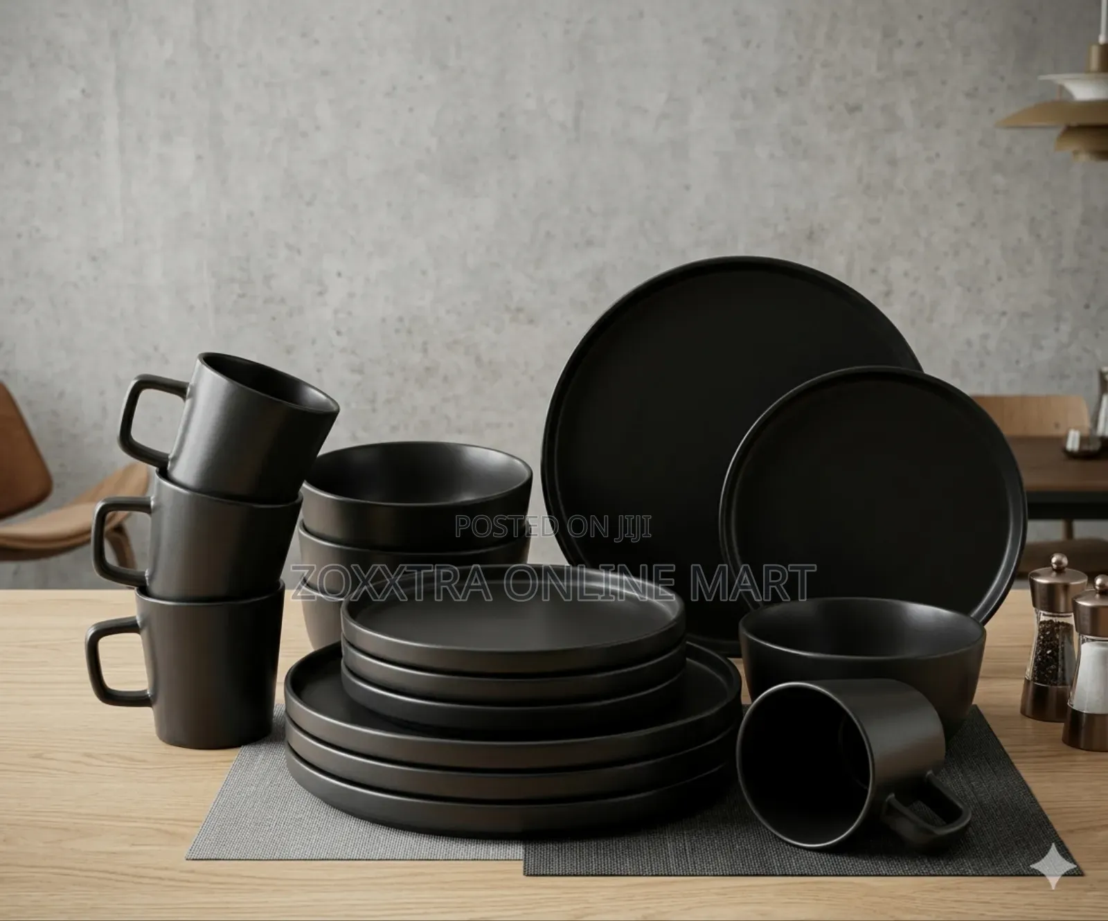 Matte Black 16pc Dinner Set