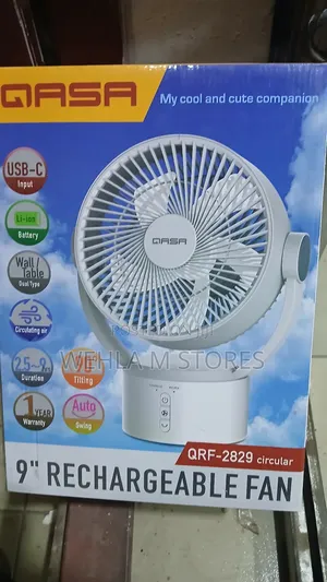 Qasa 9" Rechargeable Fan - QRF-2829 Circular (Wall/Table Fan)
