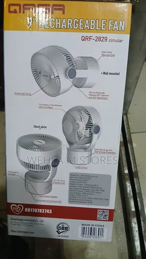 Qasa 9" Rechargeable Fan - QRF-2829 Circular (Wall/Table Fan)
