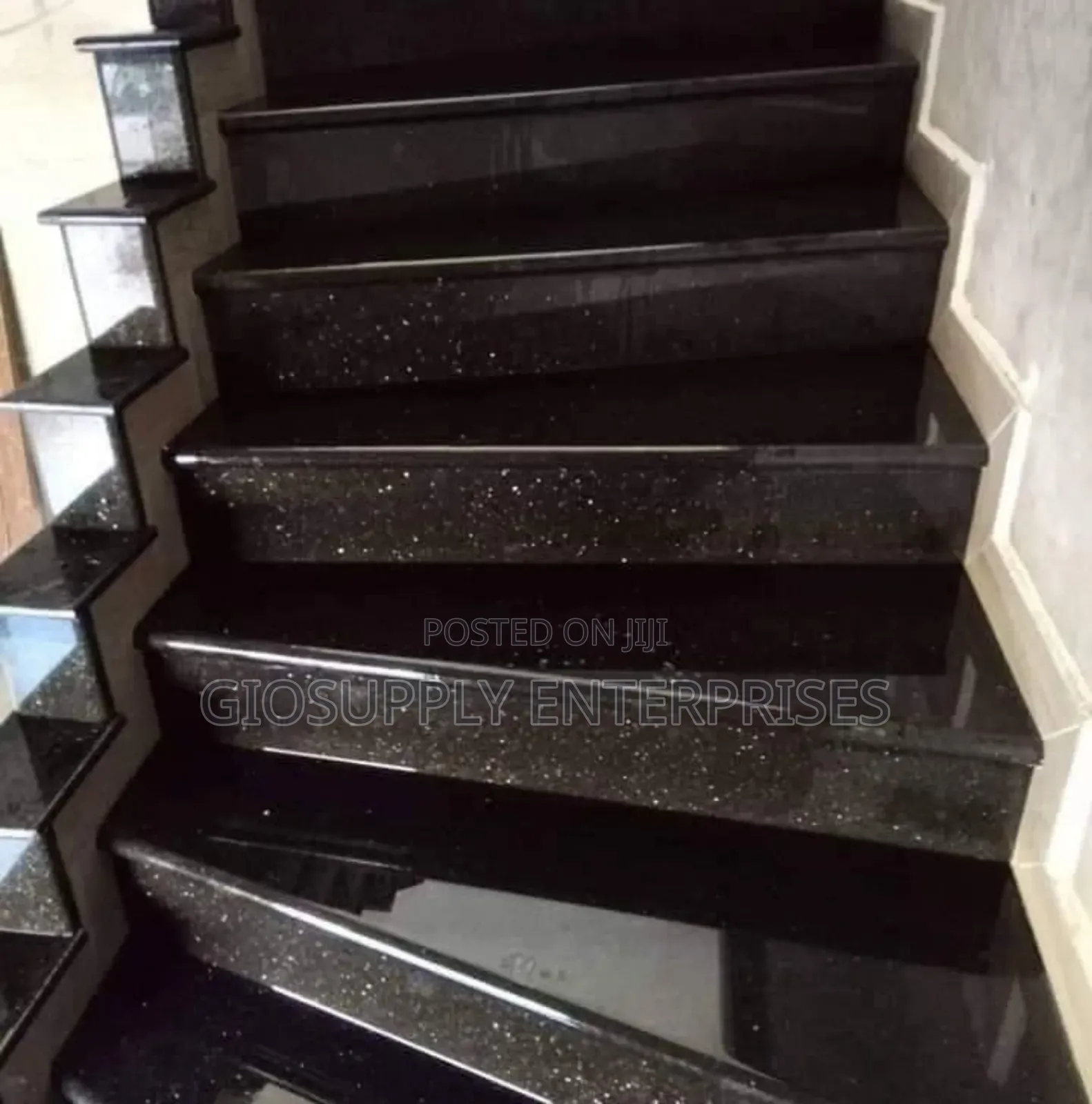Polished Black Galaxy Granite, Deep Black Surface Starry Reflections