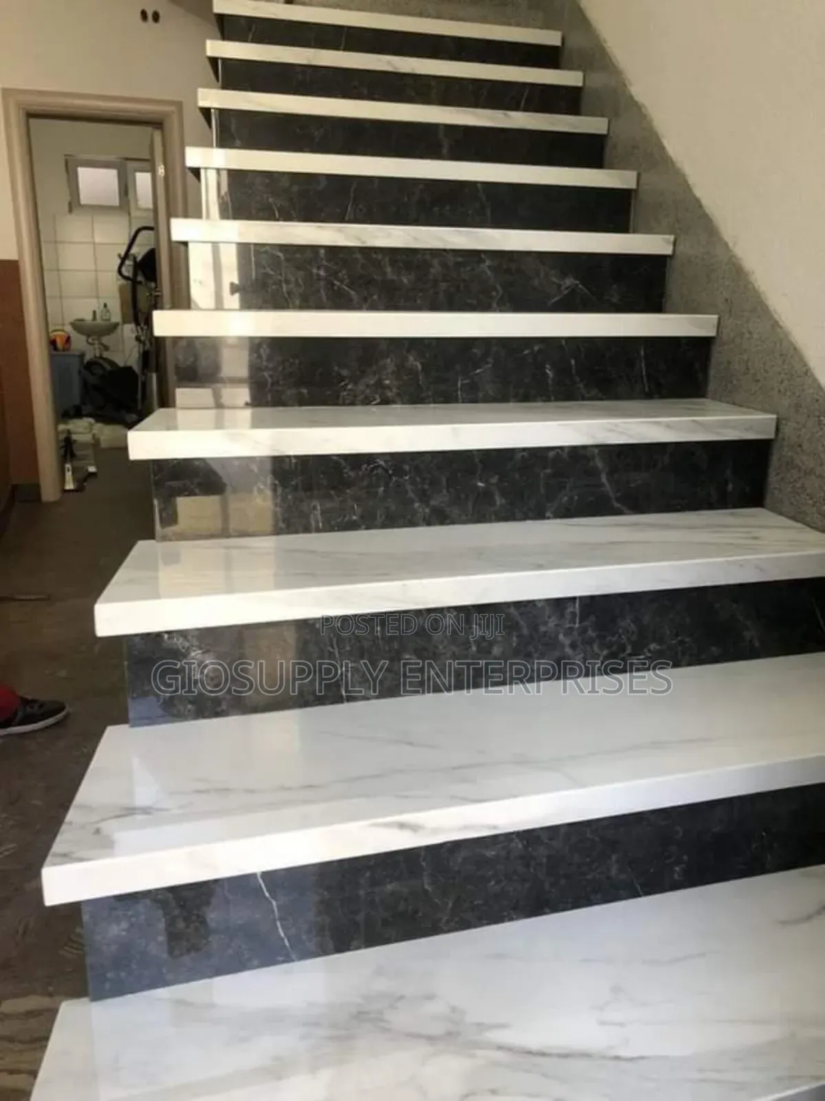 White and Black Large Polished Marble