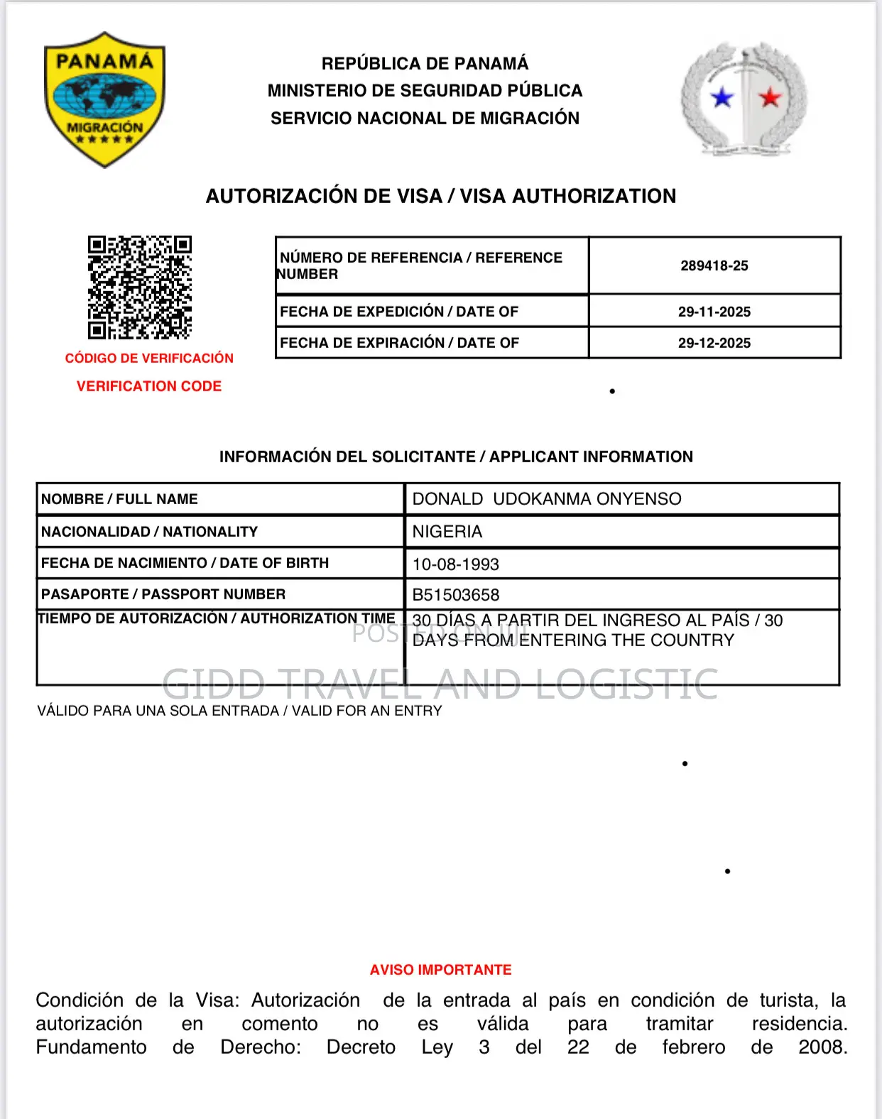 Panama Visa Available