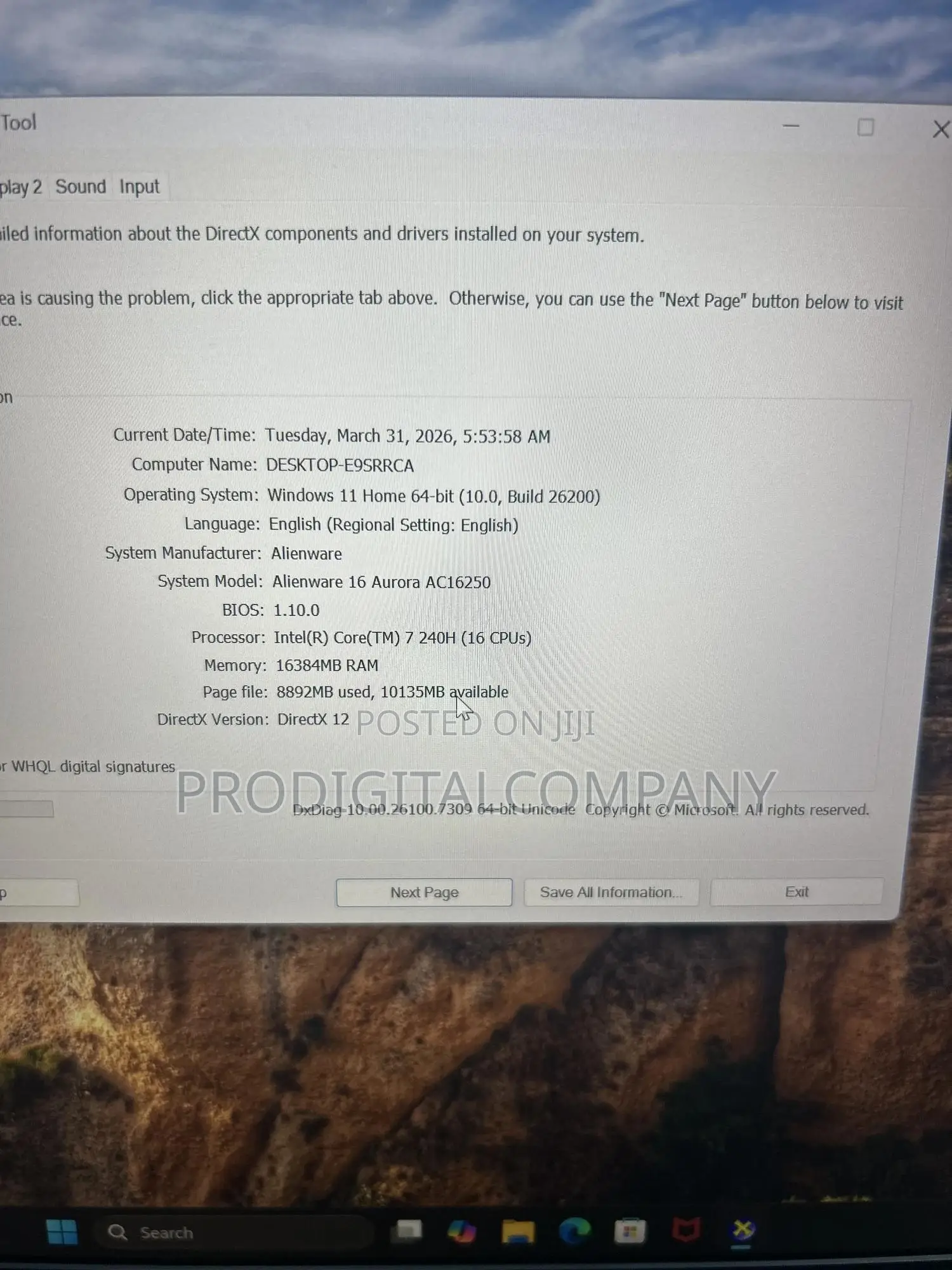 Laptop Dell Alienware 16 Aurora 16GB Intel Core i7 SSD 1T
