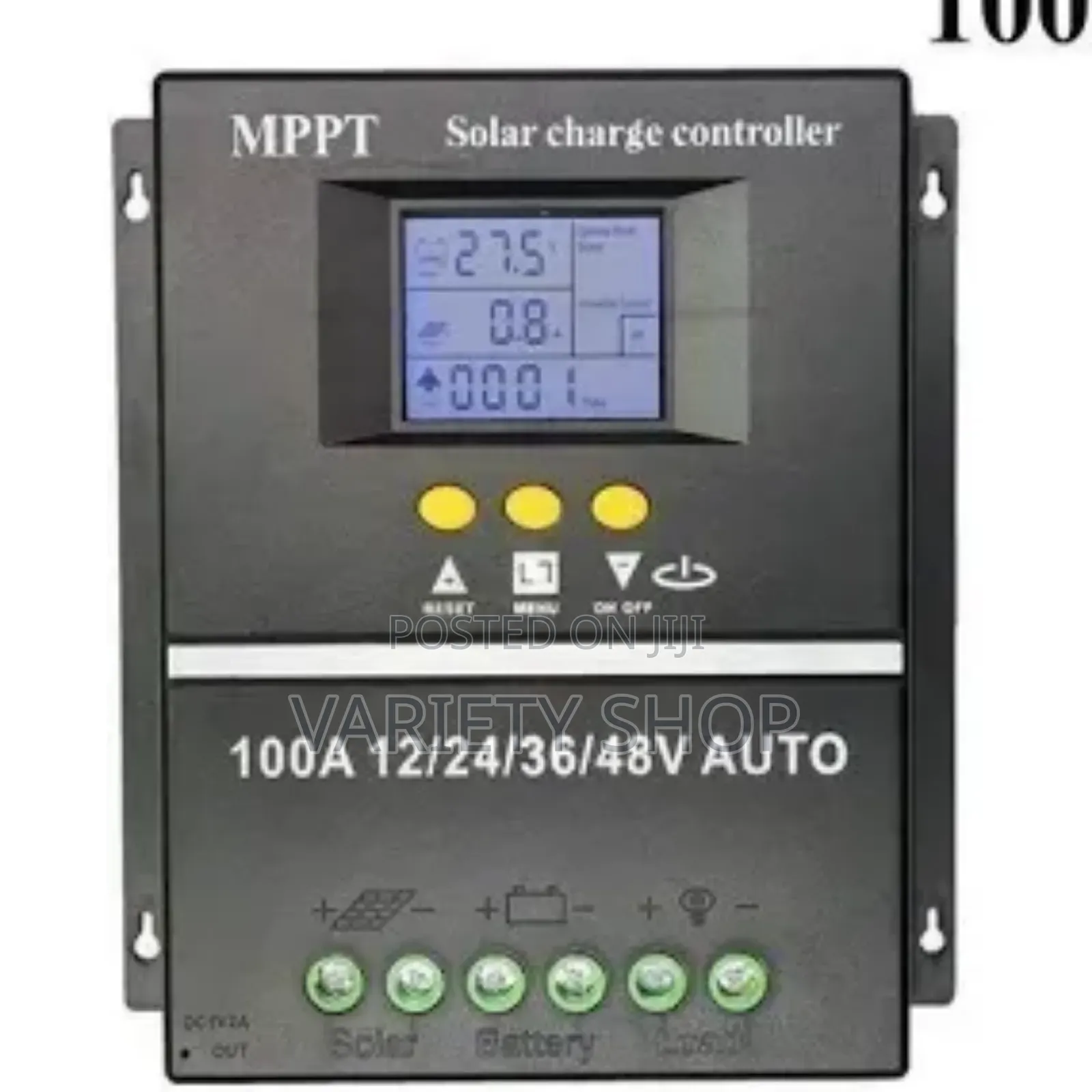 100a MPPT Solar Charge Controller - 12v/24v/36v, LCD Display
